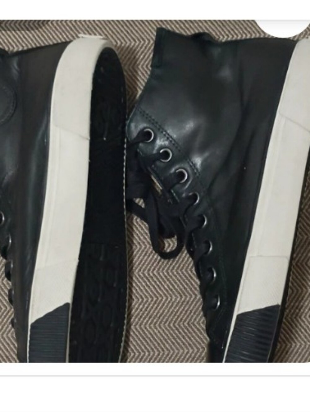 All Saints Men'sBlack Leather, High-Top Sneakers with White Soles EU 43 Size 10 - Picture 6 of 7